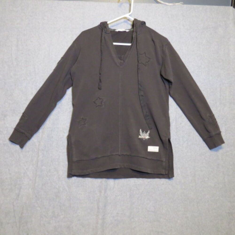 Odd Molly Gray Hooded Tunic Pullover with Stars Oversize Size 0